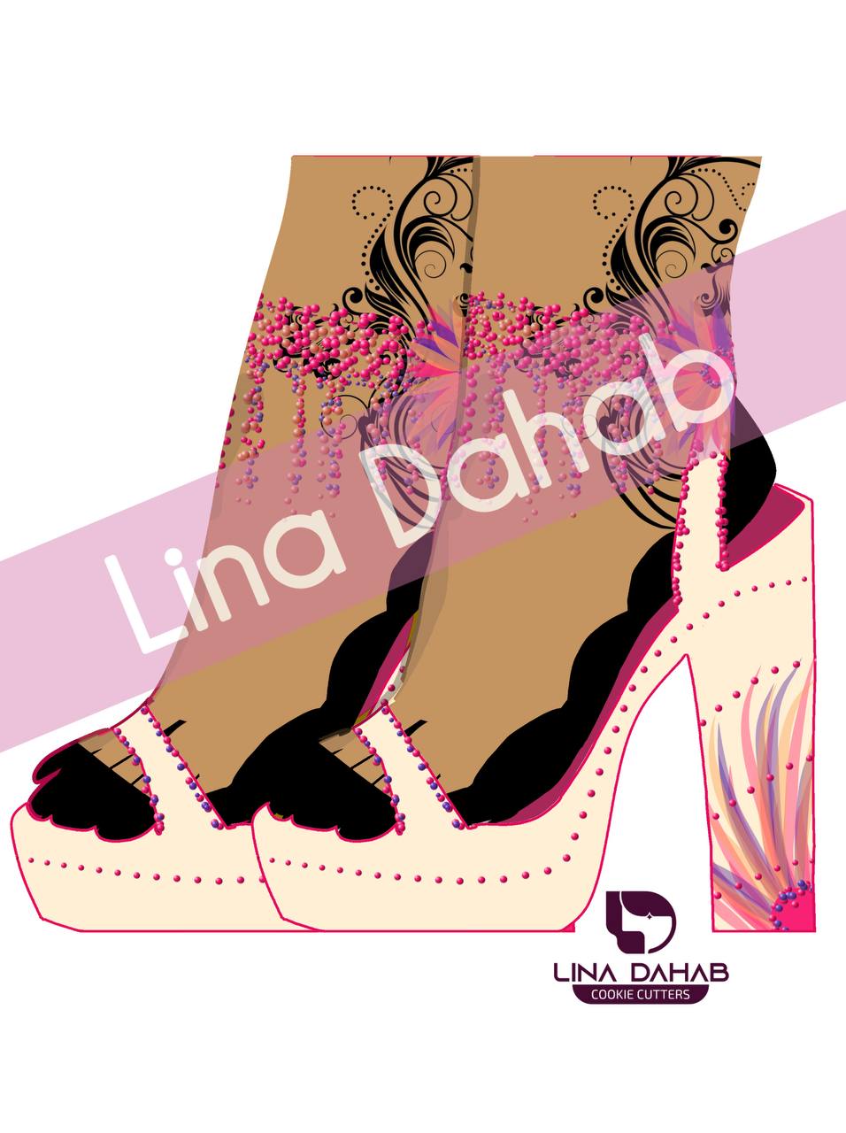 مجموعة قطاعات كوكيز مع صور مطابقة لثيم رقيص عروس سوداني باللون الوردي و البنفسج