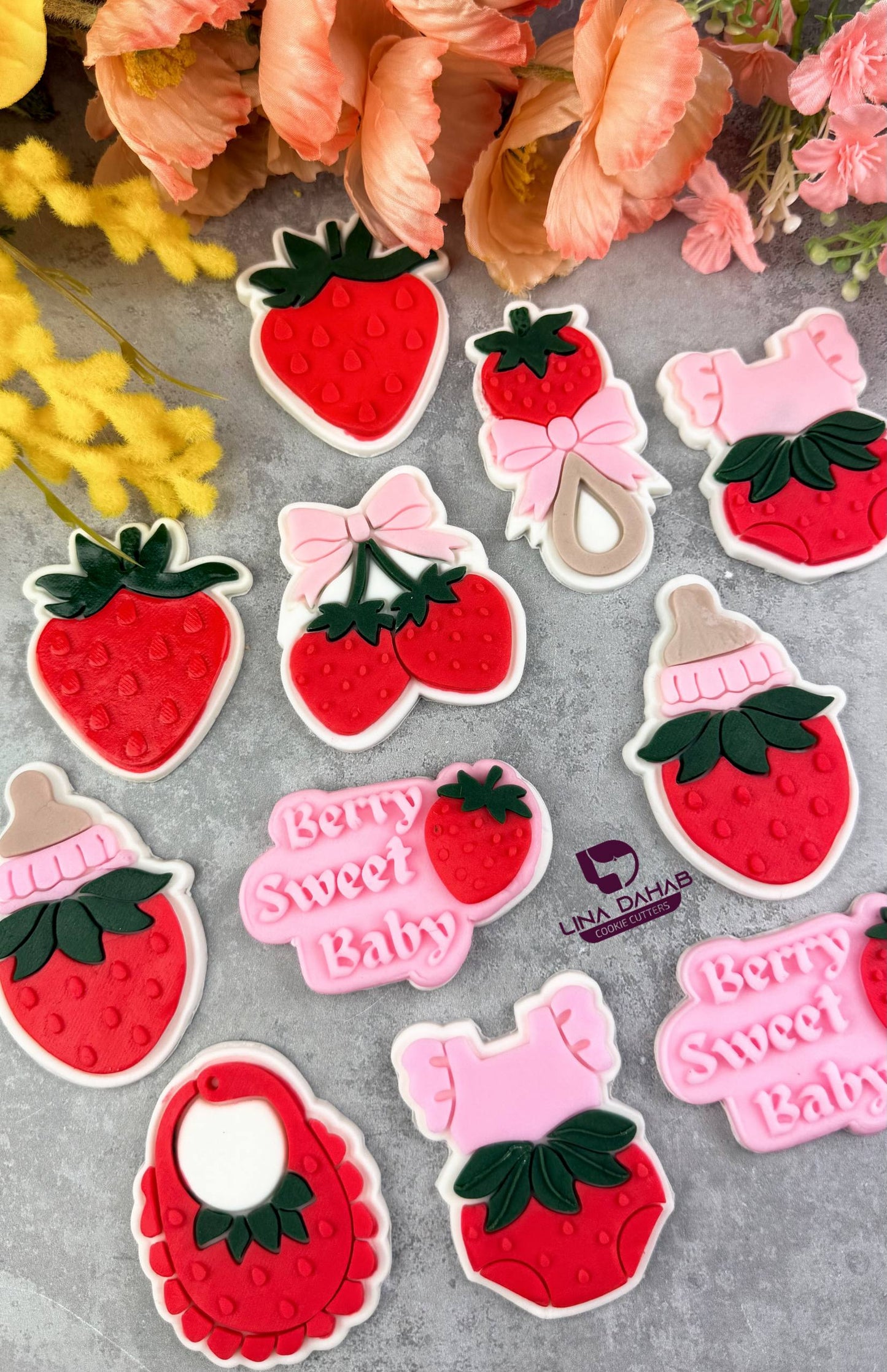 مريلة اطفال شكل فراولة strawberry bib cookie cutter