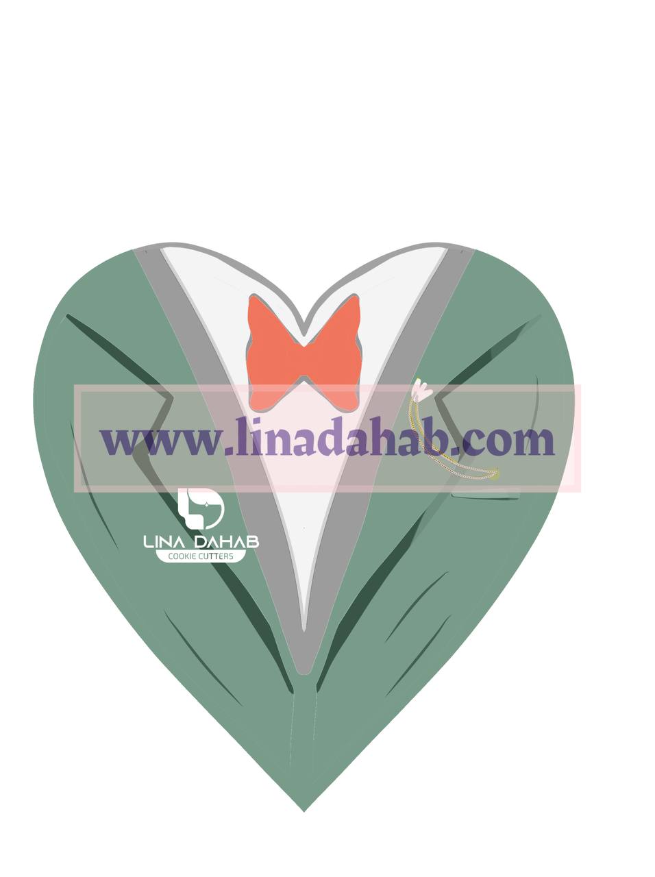 قطاعة كوكيز قلب مع صورة مماثلة على شكل فستان عروس