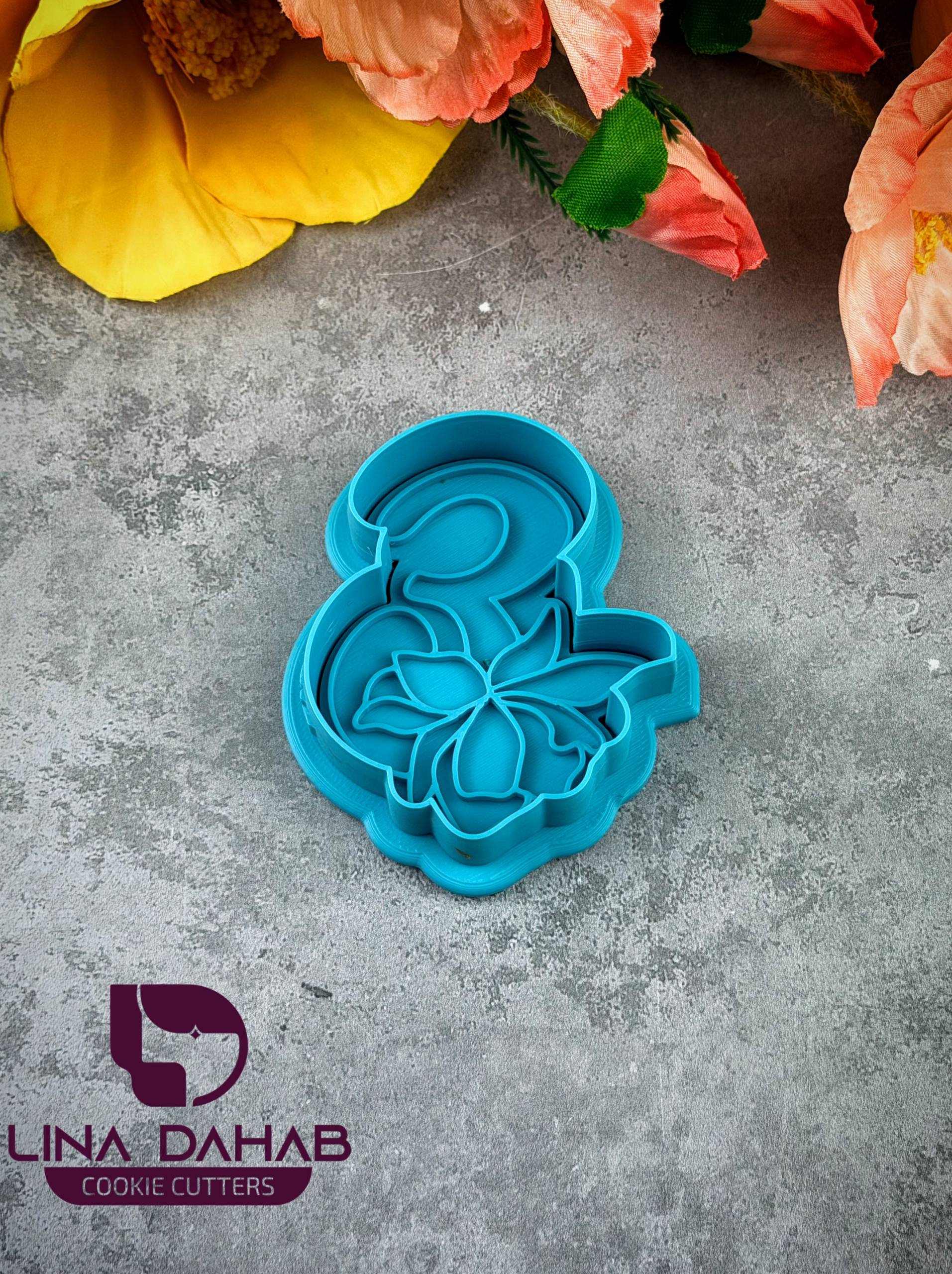 Number Three Cookie Cutter With Stamp