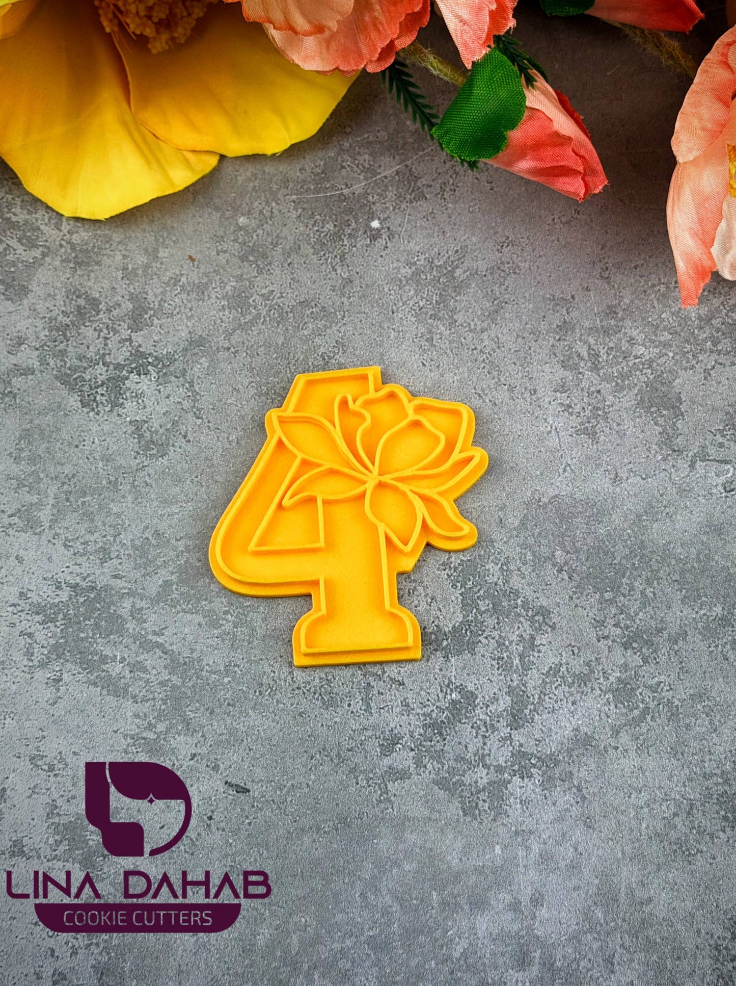 Number Four Cookie Cutter With Stamp 