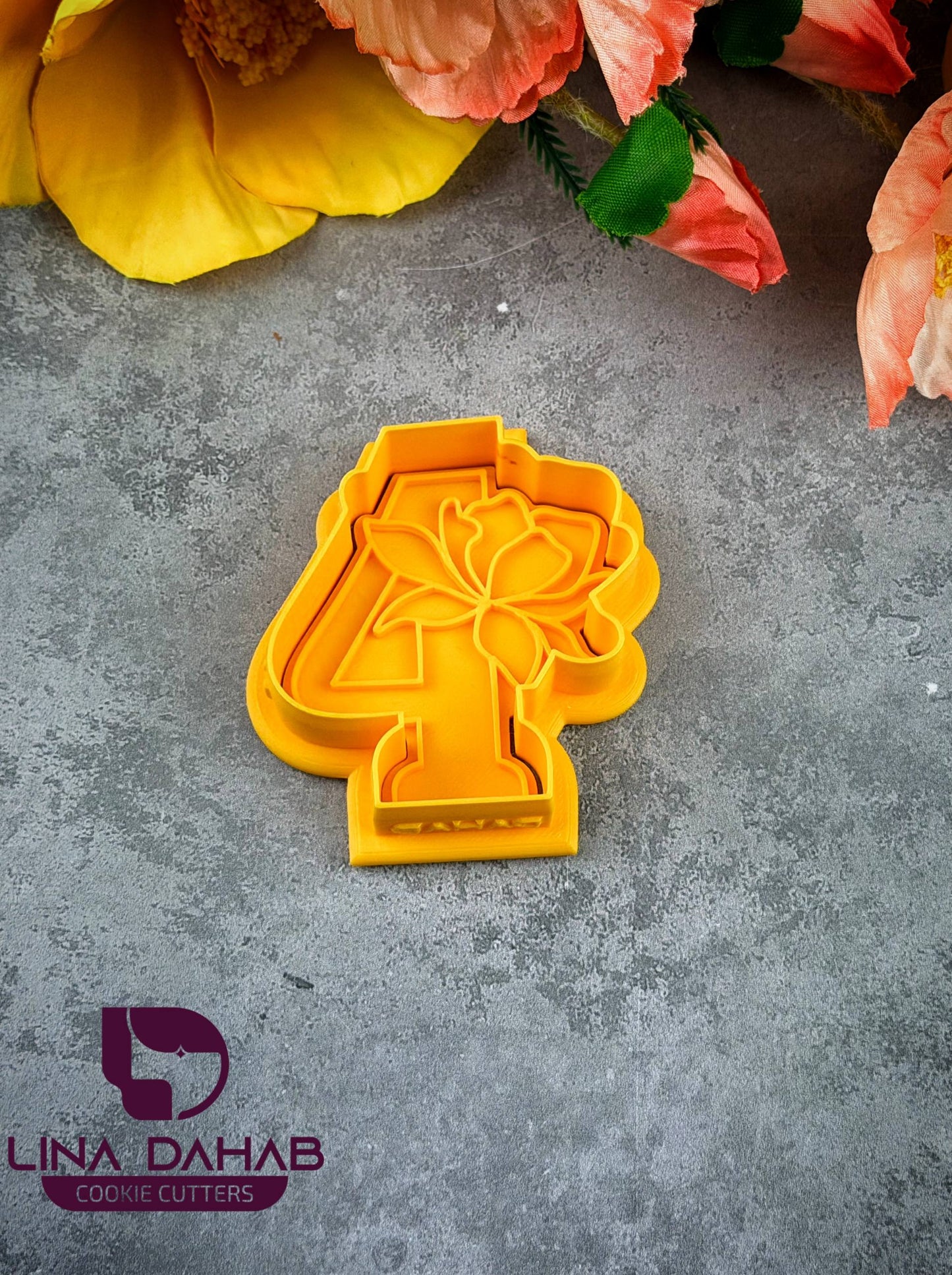 Number Four Cookie Cutter With Stamp 