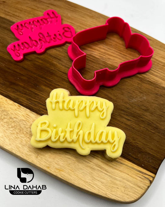 Happy birthday cookie cutter and stamp