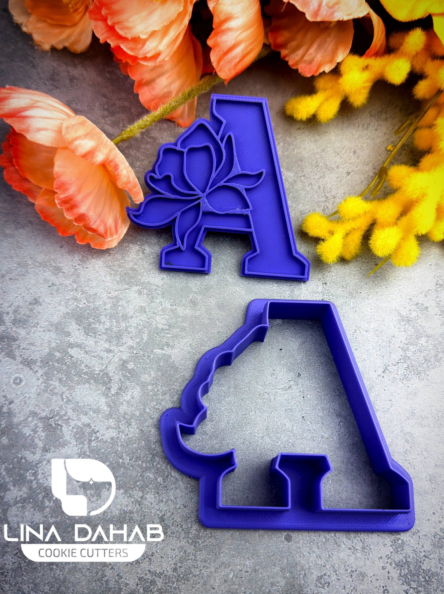 Letter A cookie cutter with stamp