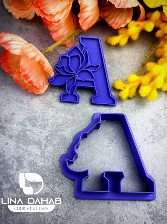 Letter A cookie cutter with stamp