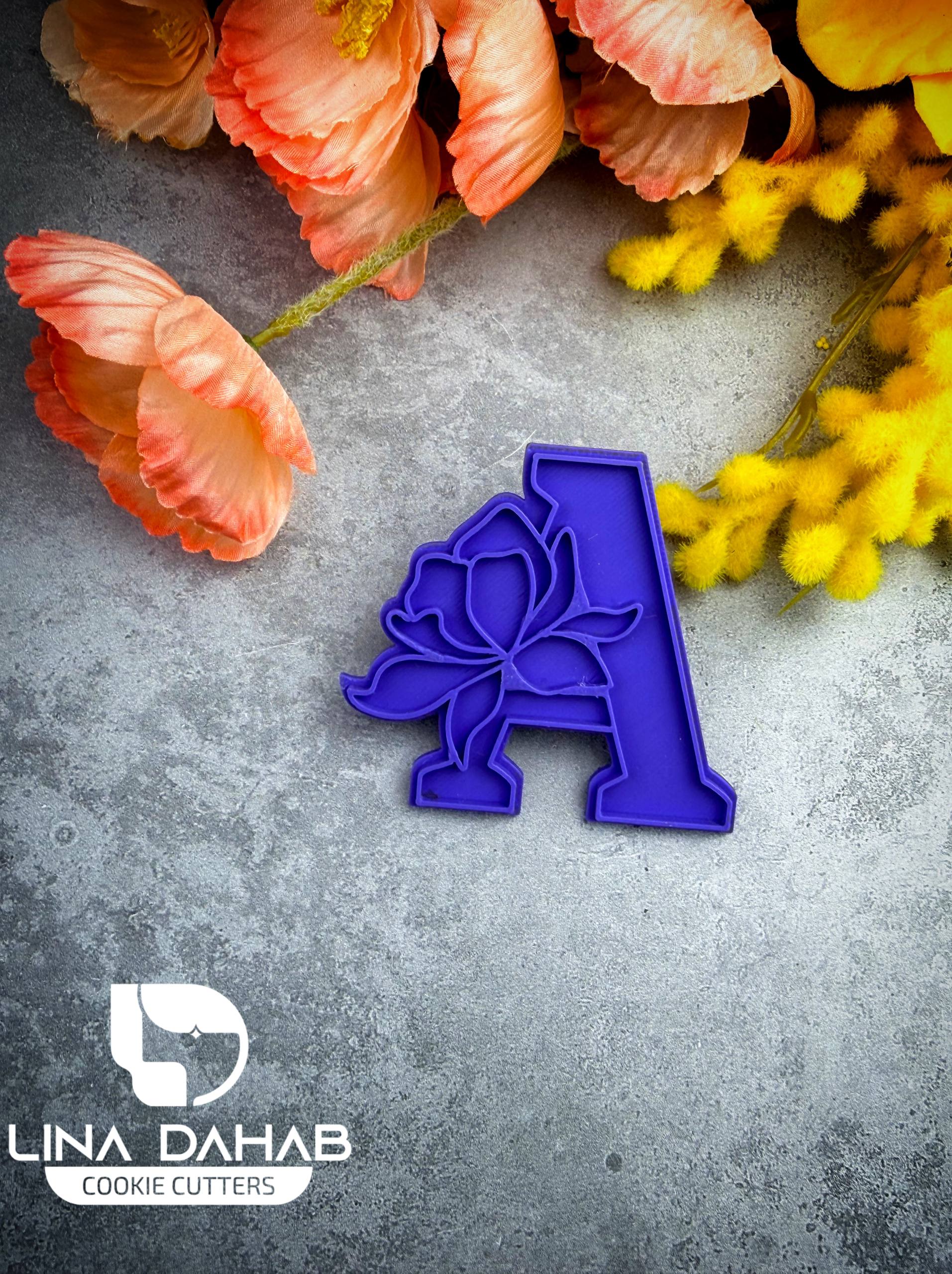 Letter A cookie cutter with stamp