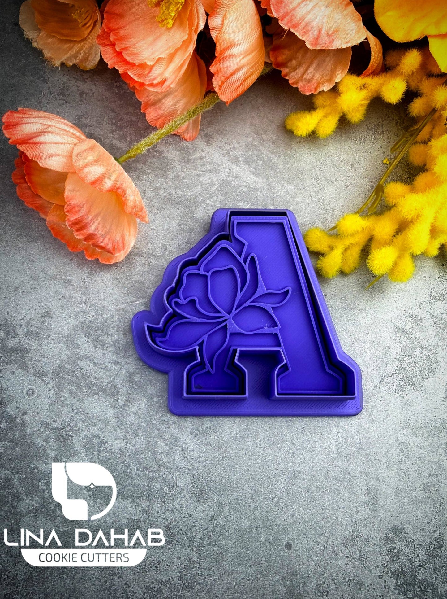 Letter A cookie cutter with stamp