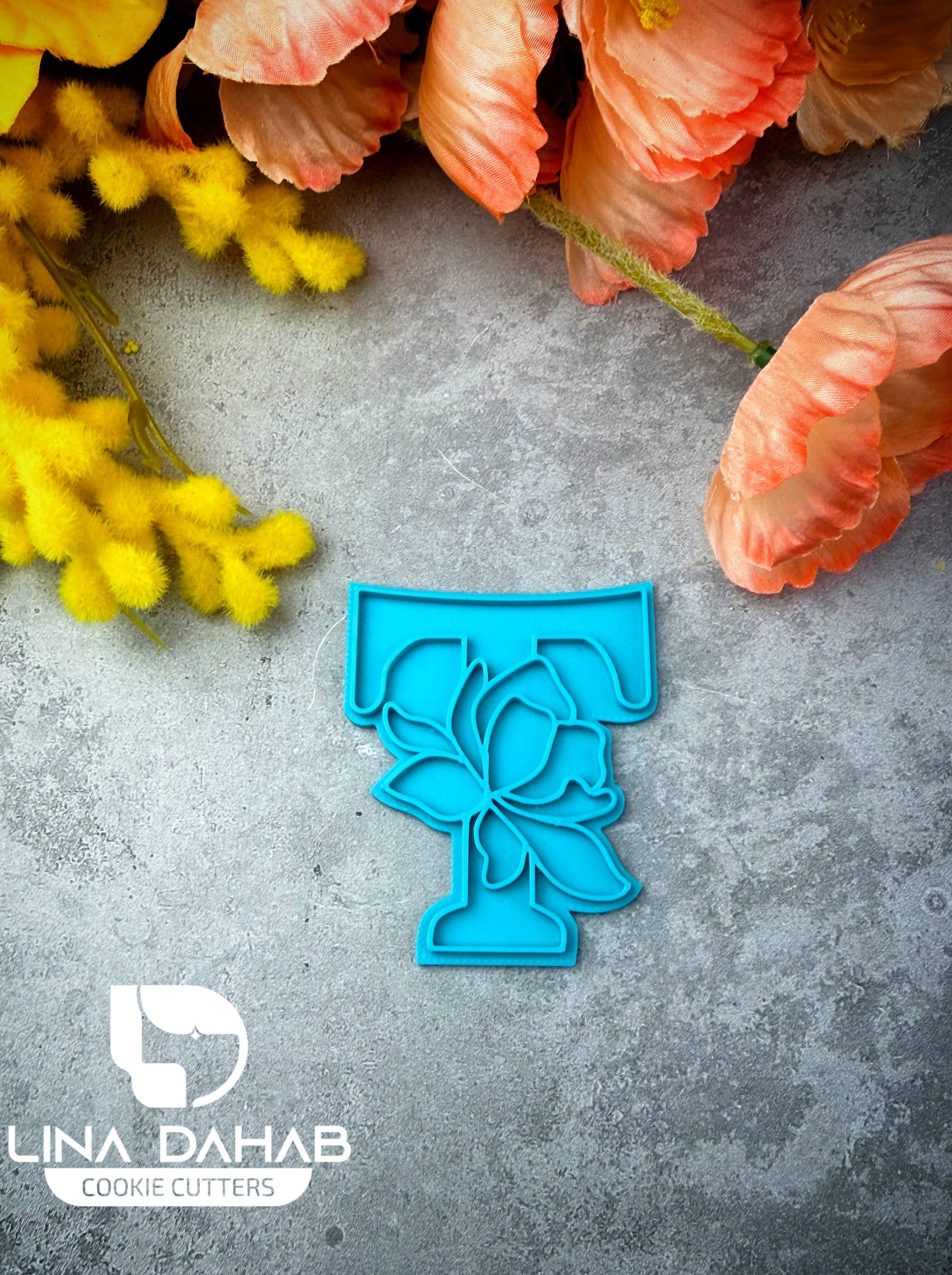 Letter T Cookie Cutter With Stamp