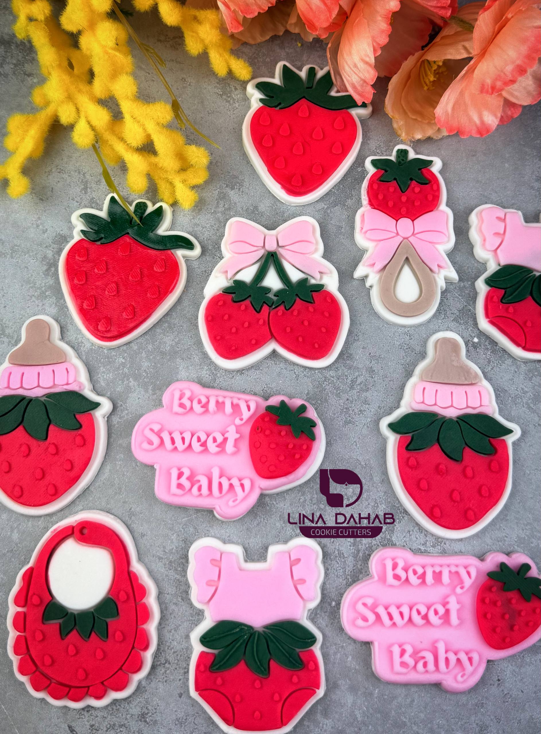 Berry Sweet Baby cookie cutter and stamp