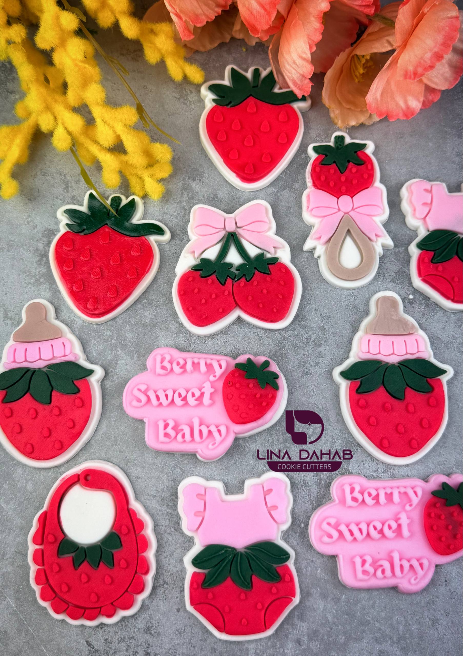 مريلة اطفال شكل فراولة strawberry bib cookie cutter
